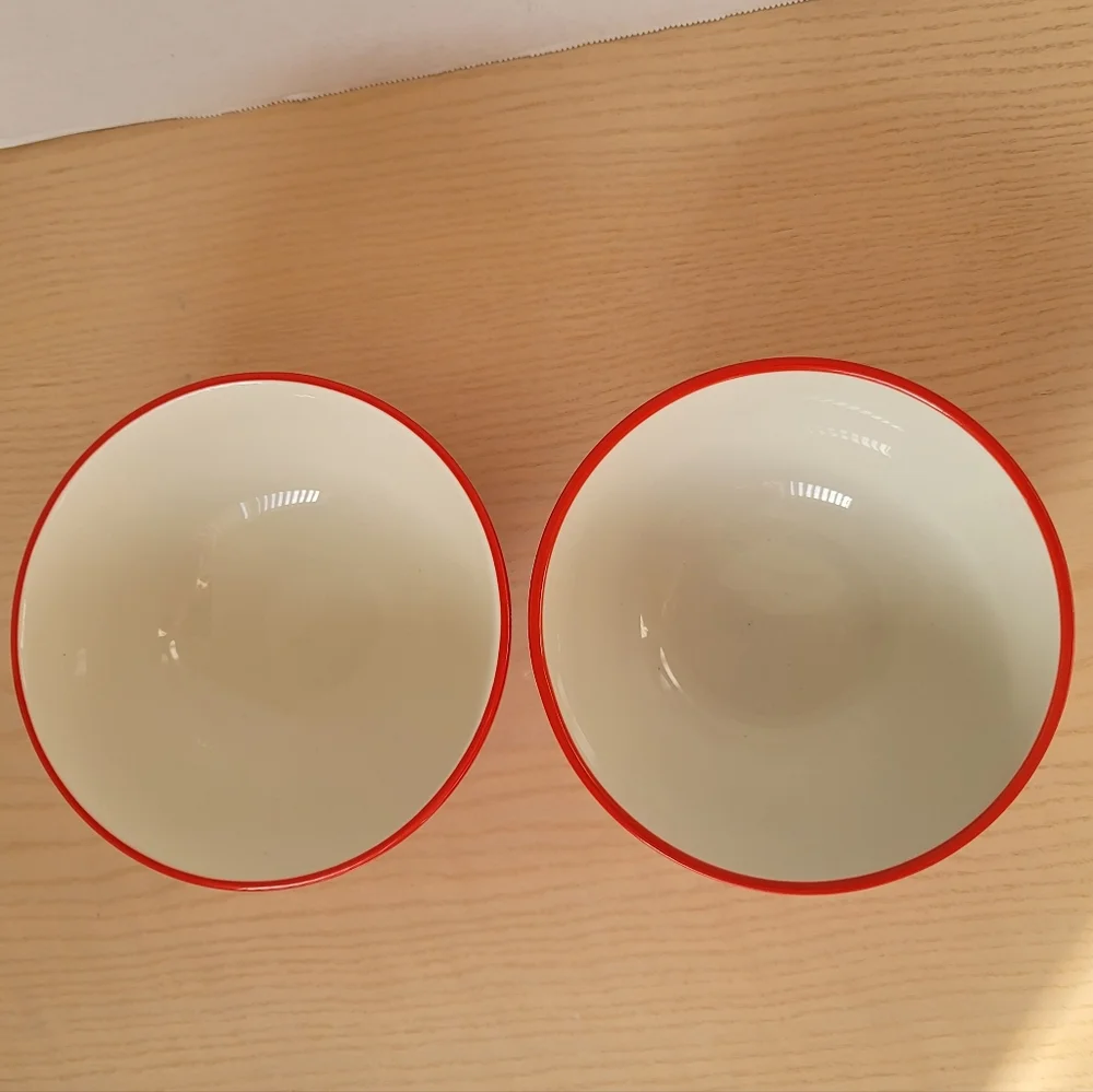 The Pioneer Woman Flea Market  Red White Turquoise Footed Bowl  6